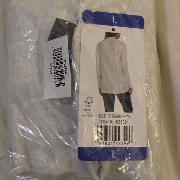 Matty M Women's Mock Neck Ribbed Tunic Top, Heather Pearl Gray, Size L - Picture 2 of 2